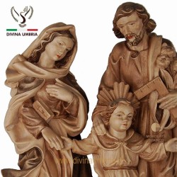 Sculpture of the Holy Family made of wood stained