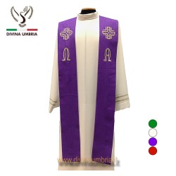 Stola sacerdotale viola in pura lana