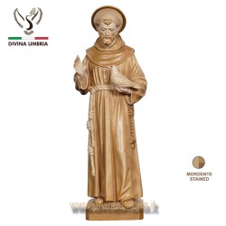 Statue of the Saint Francis of Assisi in hand-carved wood