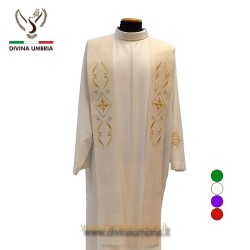 Embroidered Overlay Stole | White