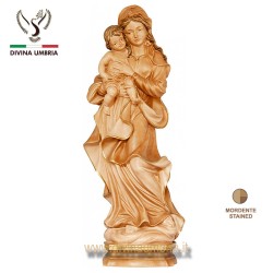 Madonna with Child on the clouds: Hand-carved maple wood