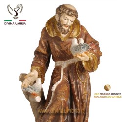Statua di San Francesco d'Assisi in legno antichizzato oro zecchino