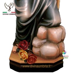 Statua in legno di Santa Rosalia con rose