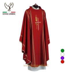 Red chasuble Gold Embroidered Cross & Wheat