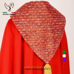 Red cope with raw silk hood and orphrey