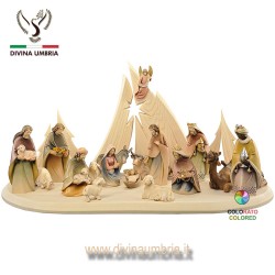 Presepe in legno scolpito e dipinto a mano