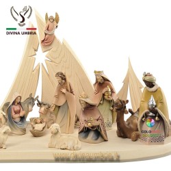 Presepe artistico in legno scolpito e dipinto a mano