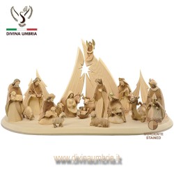 Presepe completo in legno scolpito e colorato a mano