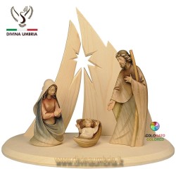 Presepe della Sancta Familia in legno scolpito e dipinto a mano