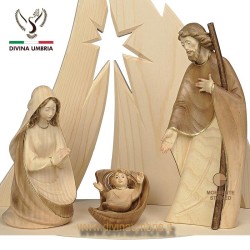 Statua Presepe Sancta Familia in legno