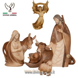 Holy Family with ox, donkey and Gloria Angel