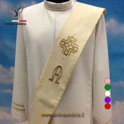 Deacon stoles - Cross and Alpha-Omega embroidery