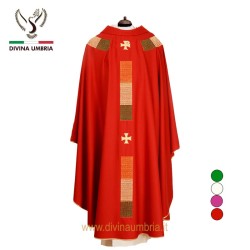 Red embroidered Chasuble out of pure wool